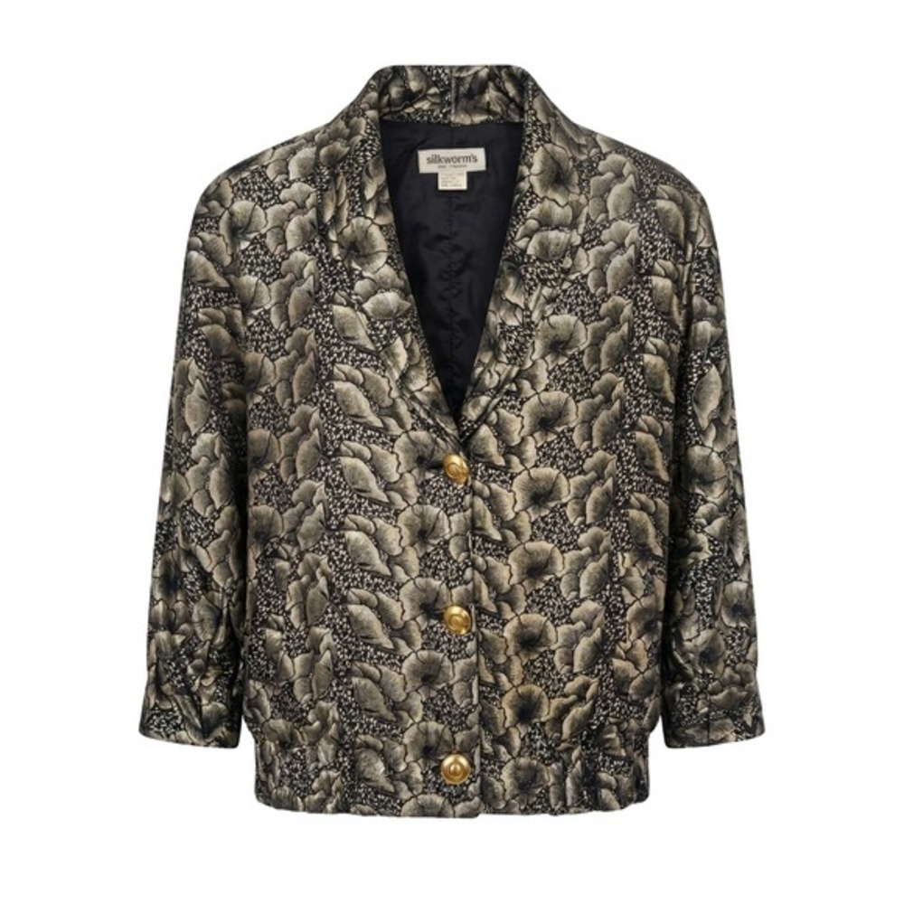 Silkworms High Fashion Vtge Gold Black Floral Brocade Blazer Jacket 2 See Note‎
